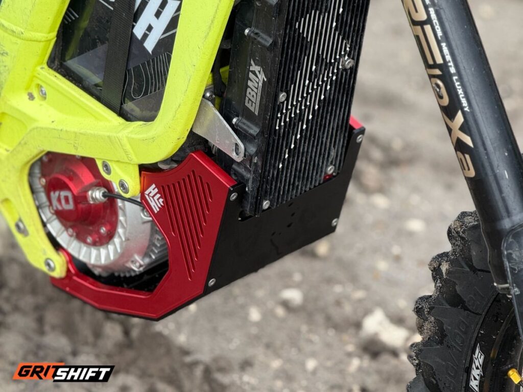 The Heavy Hitter Skid Plate on an e-moto