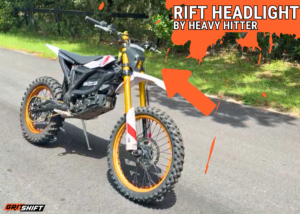 Rift headlight on an electric dirt bike