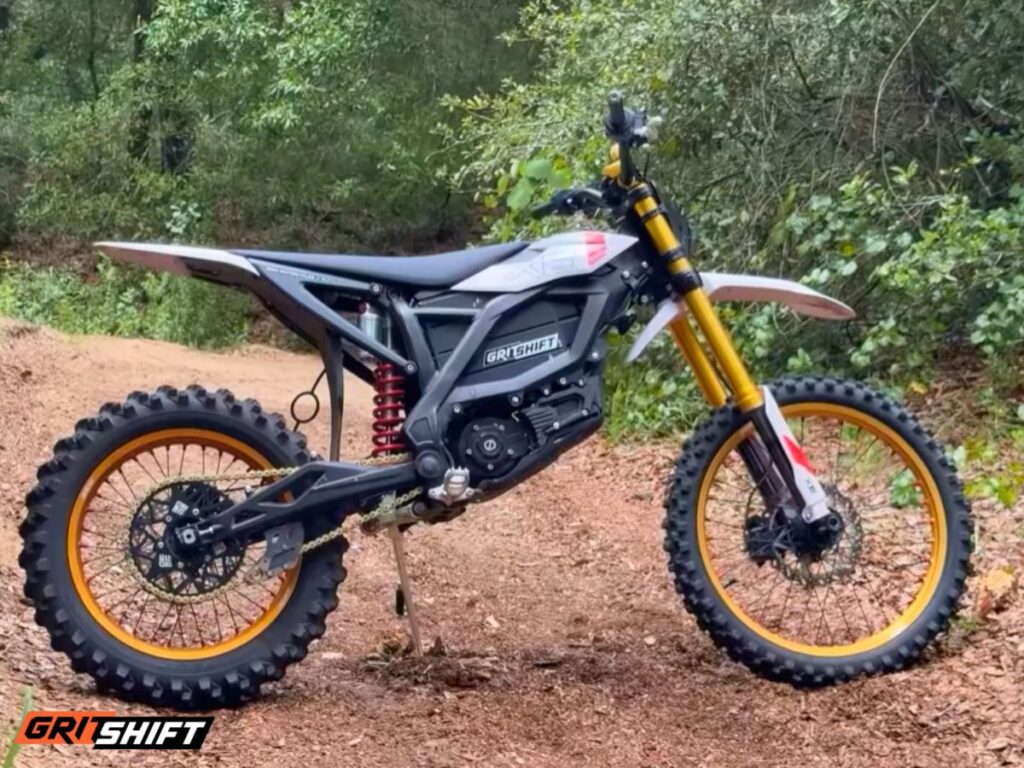 a Zero XE electric dirt bike in the woods