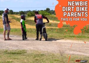 Dirt bike riders teaching kids how to ride