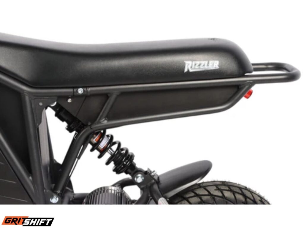 A close up of the seat on the RIzzler