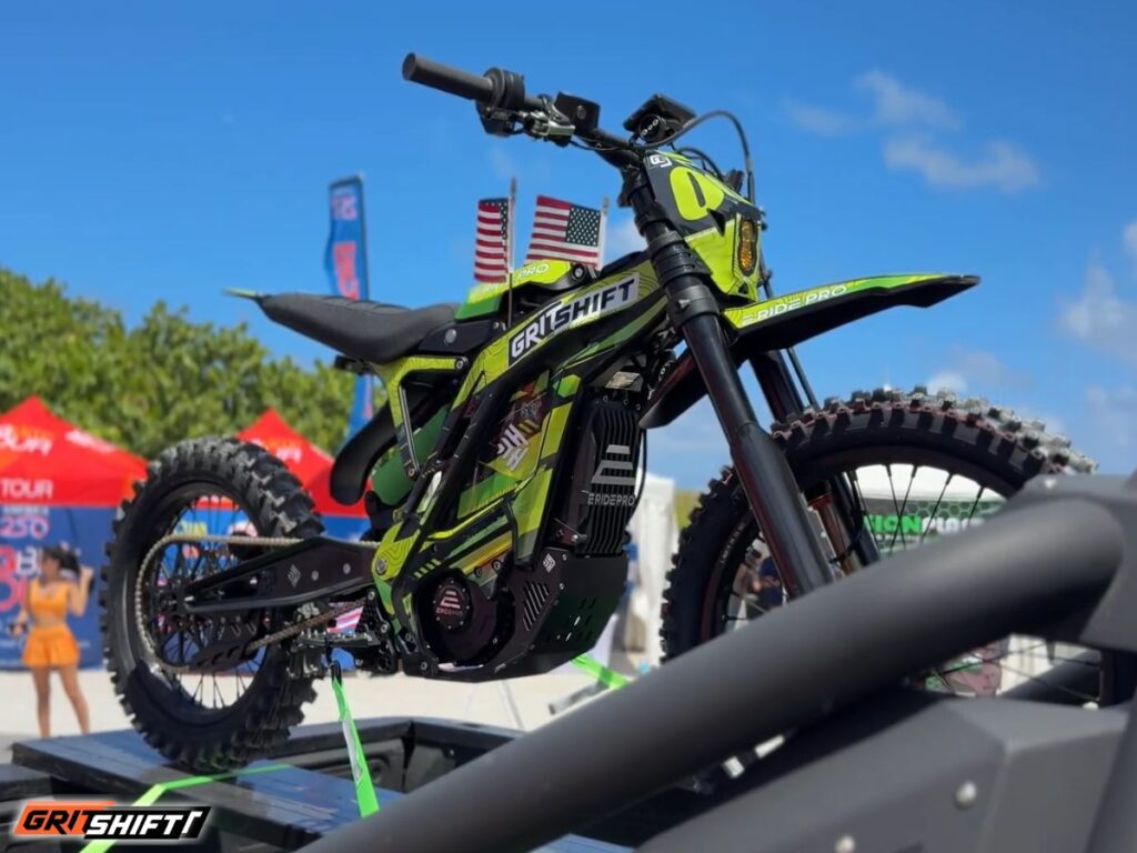 The Heavy Hitter Swing arm on an E Ride Pro electric dirt bike